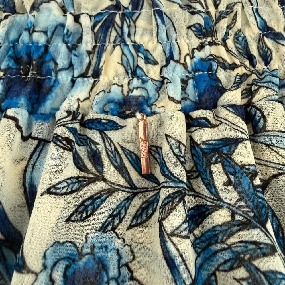 MISA Los Angeles Marion Skirt Indigo Blooms Blue Floral Size M - Picture 5 of 9
